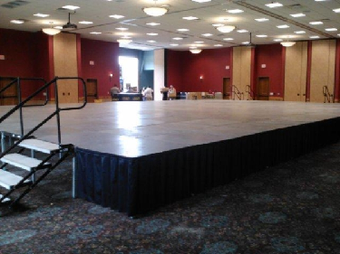 Wisconsin Dells business expo rentals including stage, steps and skirting