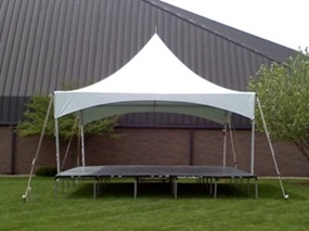 Small frame tent with stage