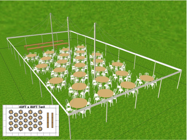 40 by 80 foot Tent Layout