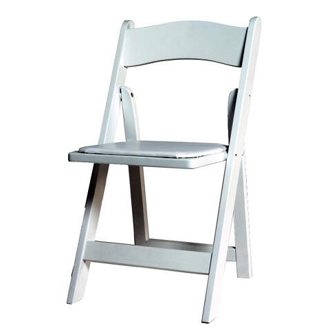 White Resin Folding Chair with Padded seat