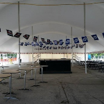 Church festival event tent interior