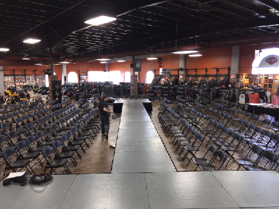 Milwaukee trade show rentals including stage and chairs